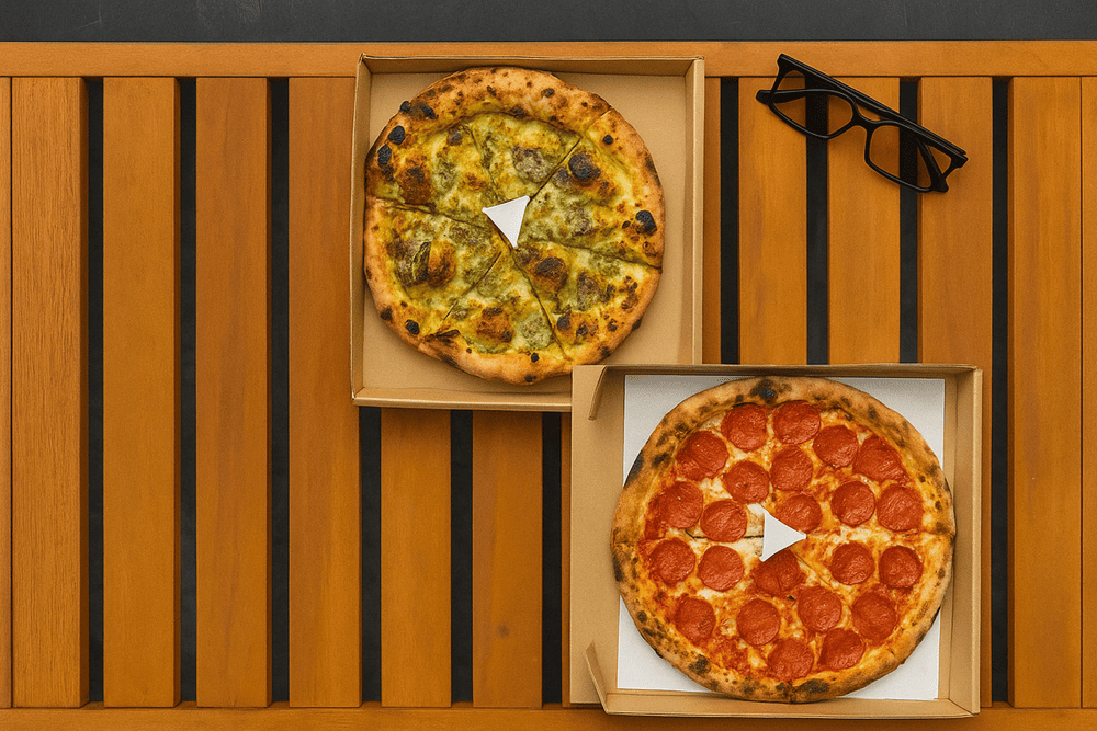 A laid-back outdoor feast featuring wood-fired pizza, fresh pasta, tacos, salad, and cold beer